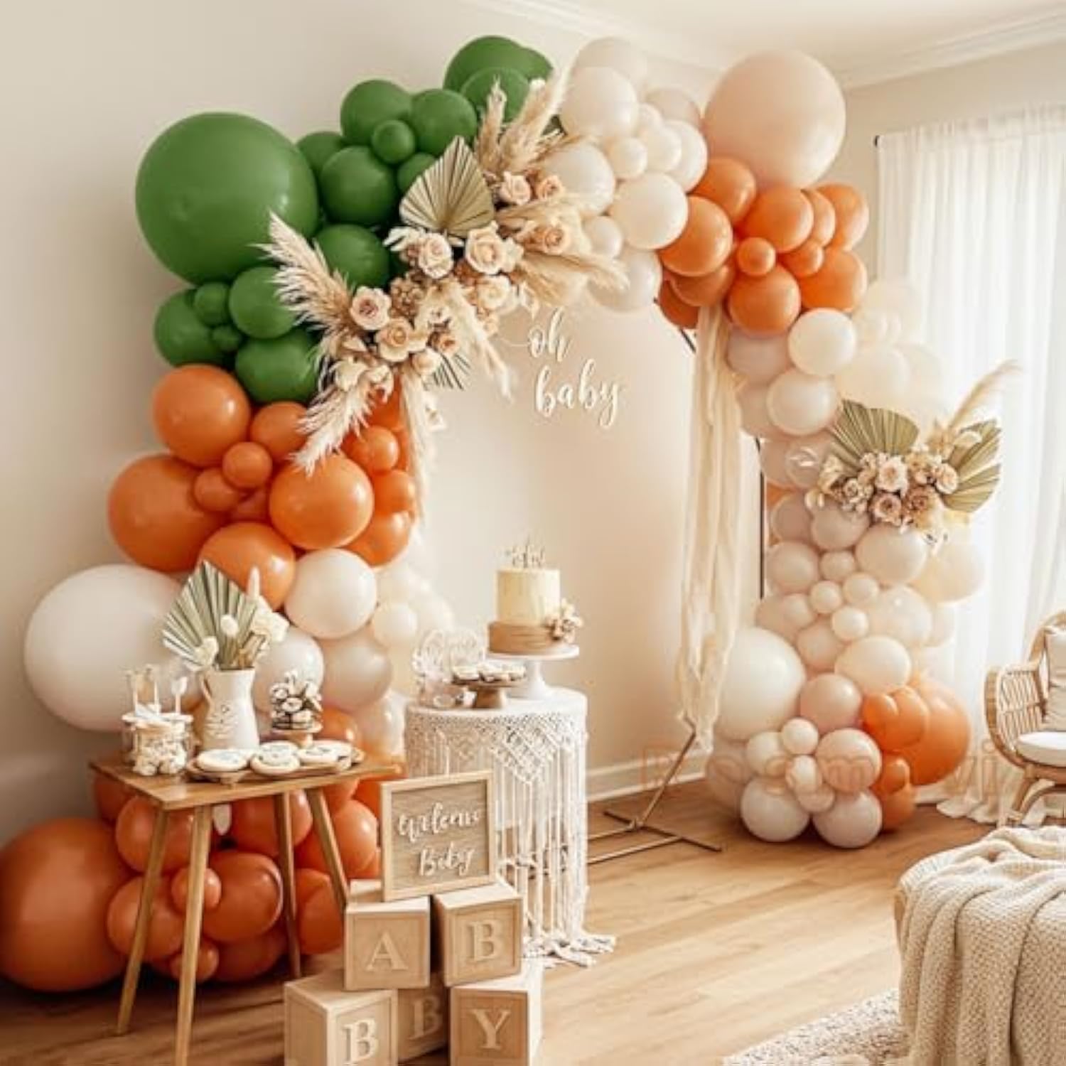 Sage Green Balloon Arch Kit: Fall Party Decor, Ivory & Terracotta