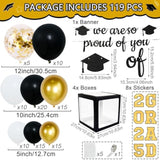 119pcs Class of 2025 Grad Decor – Balloon Boxes, Arch Kit, Banner & More