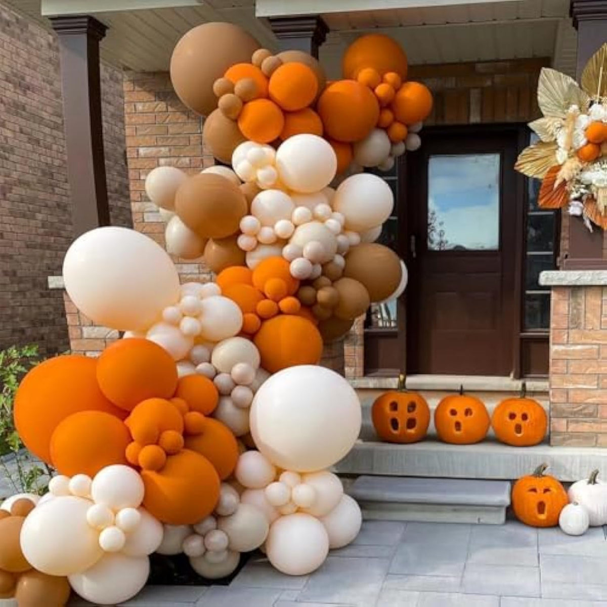 157pcs Fall Balloon Arch Kit Burnt Orange Terracotta Rust Cream Peach Balloons for Wedding