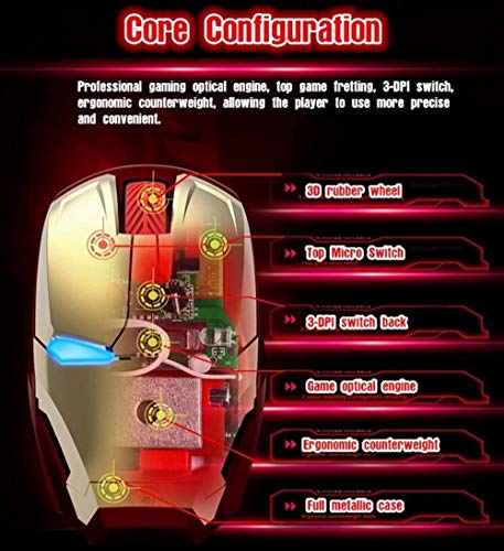 Ergonomic Wireless Mouse - Cool Mice 2.4G Portable Optical Mice With Usb Receiver, For Notebook Pc Laptop Computer Mac Book, Add A Keychain (Golden)