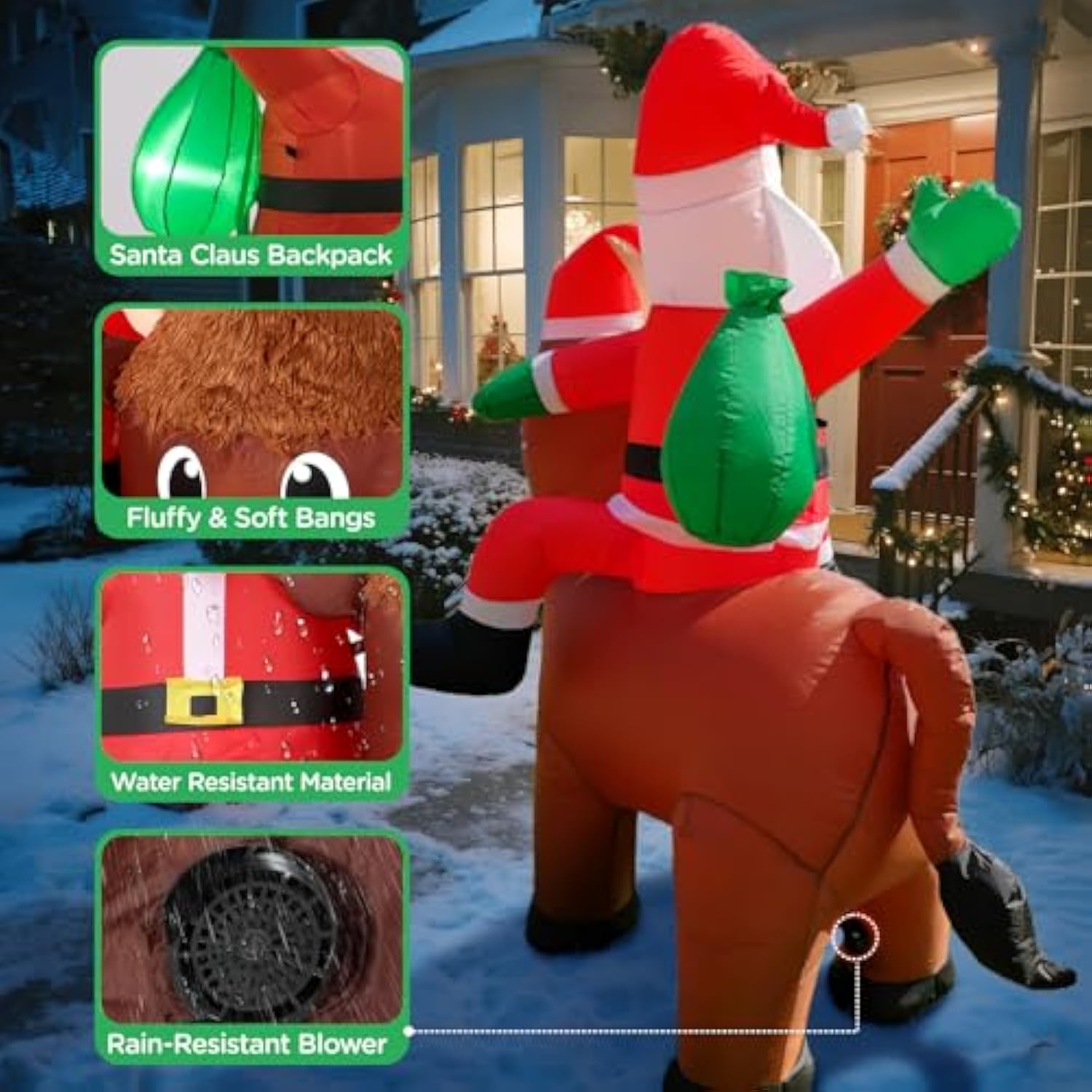 6Ft Highland Cow Christmas Inflatables: Santa Claus With Highland Cow, Santa Blow Ups Outdoor Decorations Garden Decor,