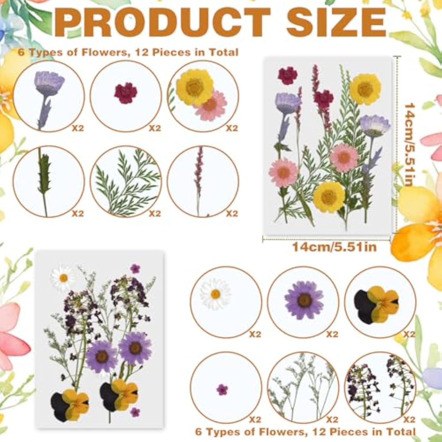 Wildflower Cake Toppers, Wildflower Theme Decor Pressed Flowers Baby Shower Floral Cake Topper For Women Wedding Party Decoration Bridal Shower Birthday Supplies