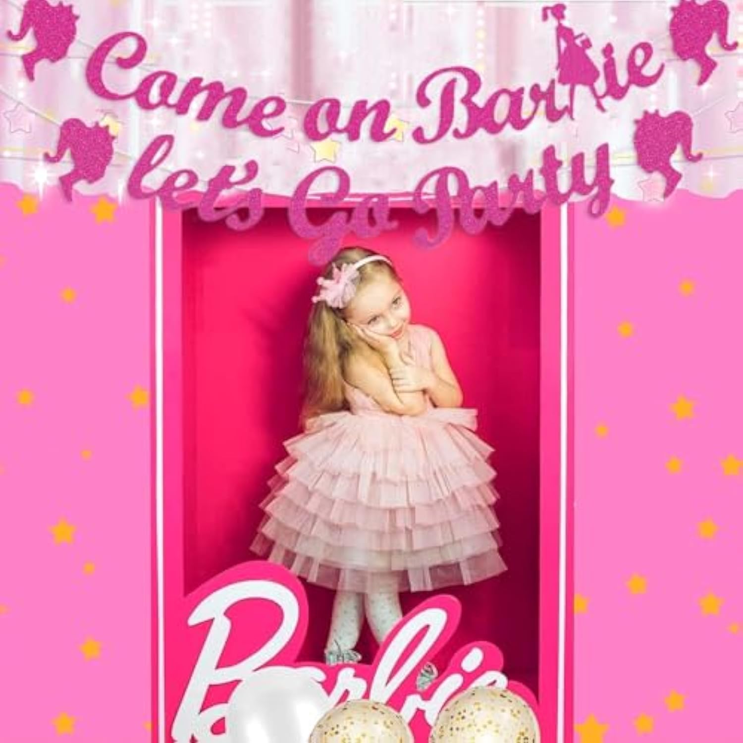 Hot Pink Girls Princess Birthday Decorations, Come On Ba*Bie Let’S Go Party Banner, Let'S Go Bachelorette Bridal Shower Party Decorations Supplies
