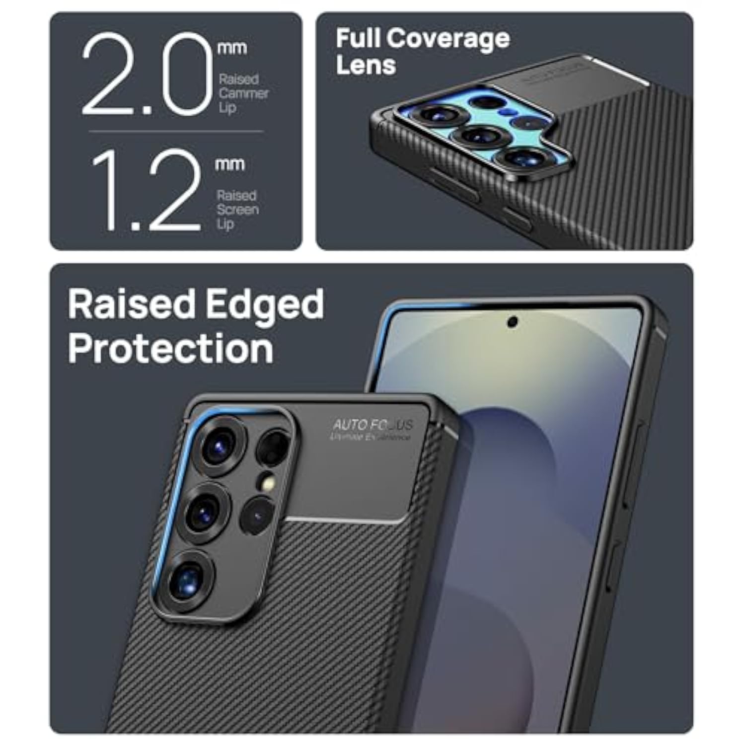 For Samsung Galaxy S25 Ultra Case, Support Wireless Charging, Slim Non-Slip [Full Camera Protection] Shockproof Soft Tpu Protective Phone Case For Galaxy S25 Ultra 6.9" 5G 2025, Carbon Black