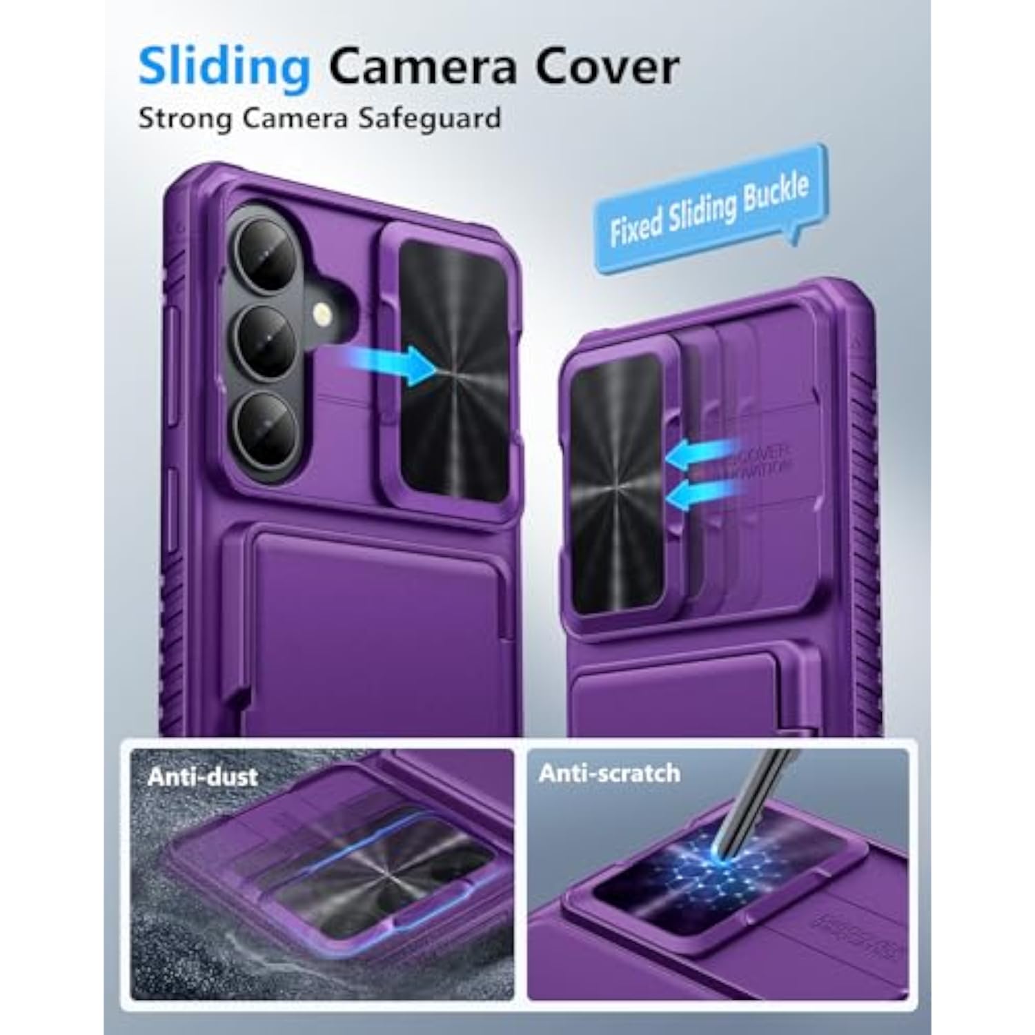 Samsung Galaxy S26 Case Wallet with Card Holder, Dark Purple - Protective Phone Case with Card Slots and Cash Storage