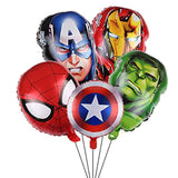 5Pcs Superhero Avengers Aluminum Film Balloons for Birthday Party Supplies