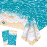 Beach Party Tablecloth Summer Birthday Decorations 2Pcs Ocean Waves Table Covers Pool Party Table Decorations For Hawaiian Theme Baby Shower Supplies