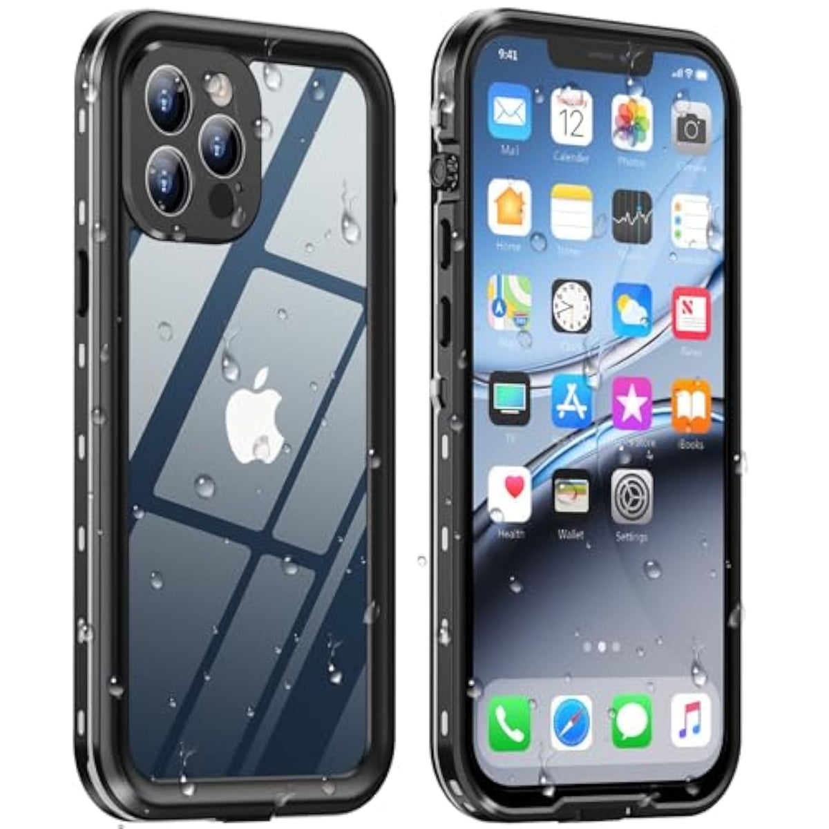 Design For Iphone 12 Pro Max Case Waterproof, Full Body Underwater Dustproof Shockproof Case Built-In Screen Protector - Clear