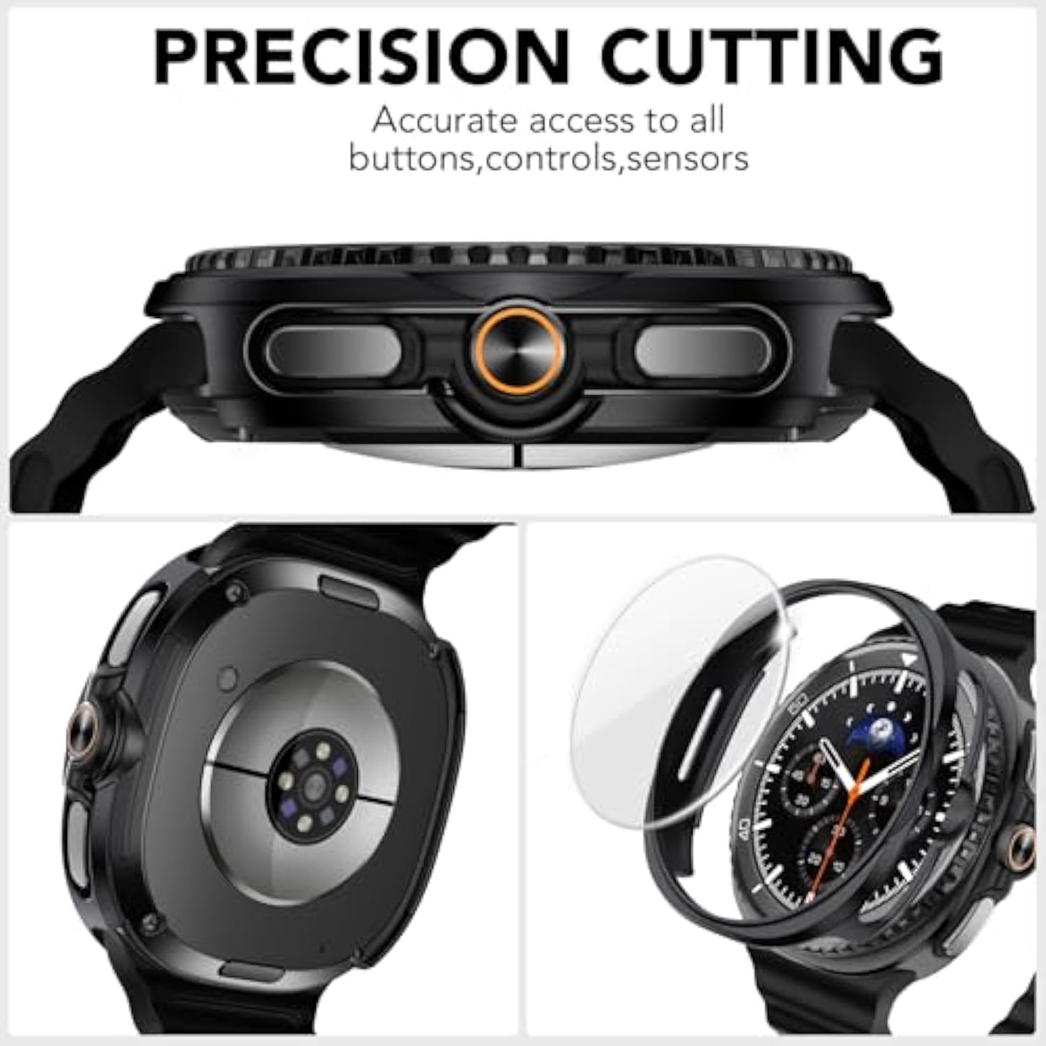 For Samsung Galaxy Watch 8 Classic Screen Protector Case 46Mm Cover, [2+2Pack] Scratch Resistant Tempered Glass Screen Protector & Hard Pc Bumper For Galaxy Watch8 Classic 46Mm(Not For Others)