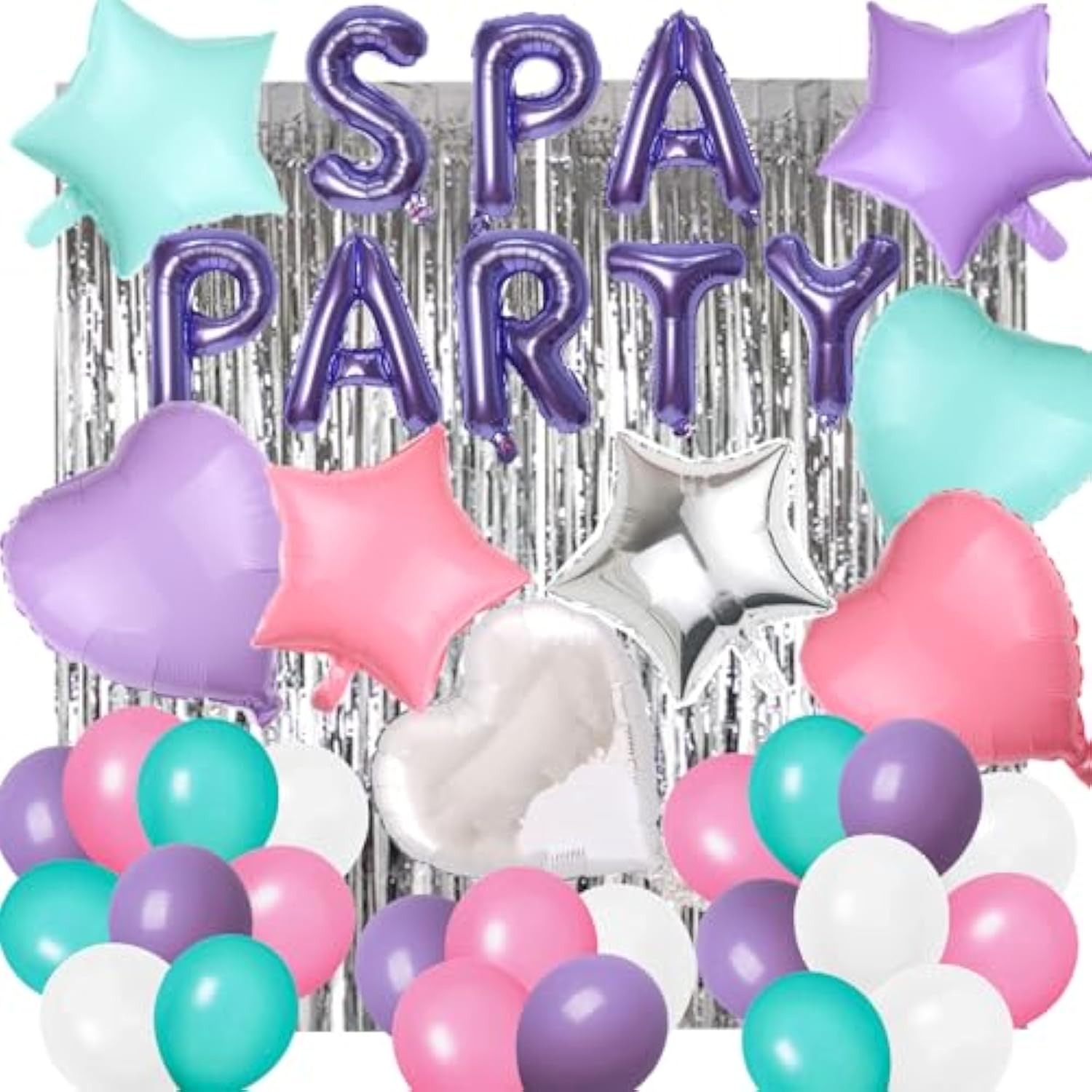 42 Pcs Spa Party Decorations Balloons Spa Theme Birthday Party Supplies Lipstick Cosmetics Balloons For Girls Spa Day Makeup Party (Purple)