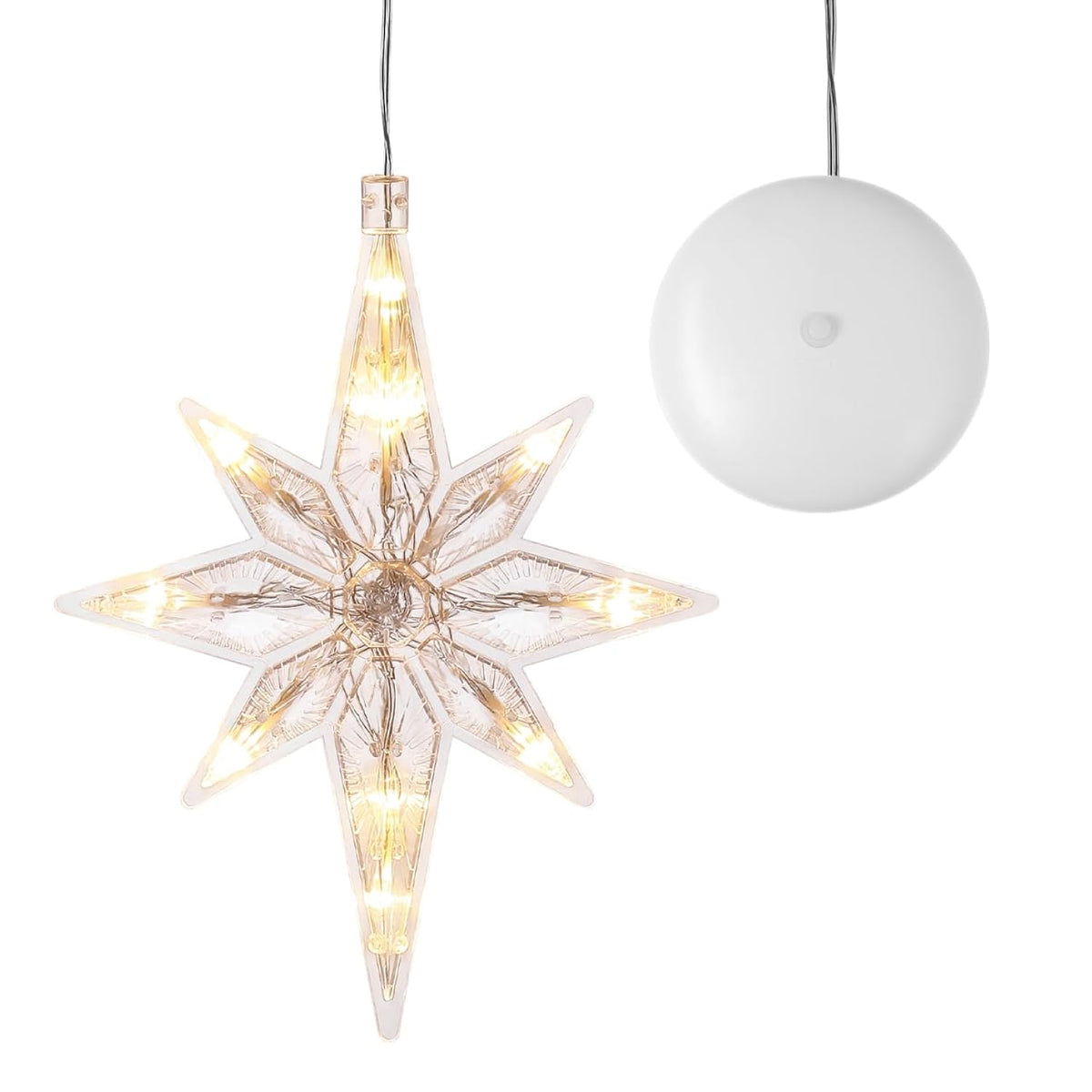 Christmas Star Window Light, Led Star Hanging Christmas Lights With Suction Cup Battery Operated Bethlehem Star Light Fo