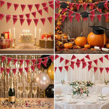 64Ft Red Triangle Pennant Banner Flag Metallic Paper Bunting Garland For Hanging Backdrop Birthday Party Decorations Graduation Bachelorette Bridal Wedding Baby Shower New Year Party Supplies