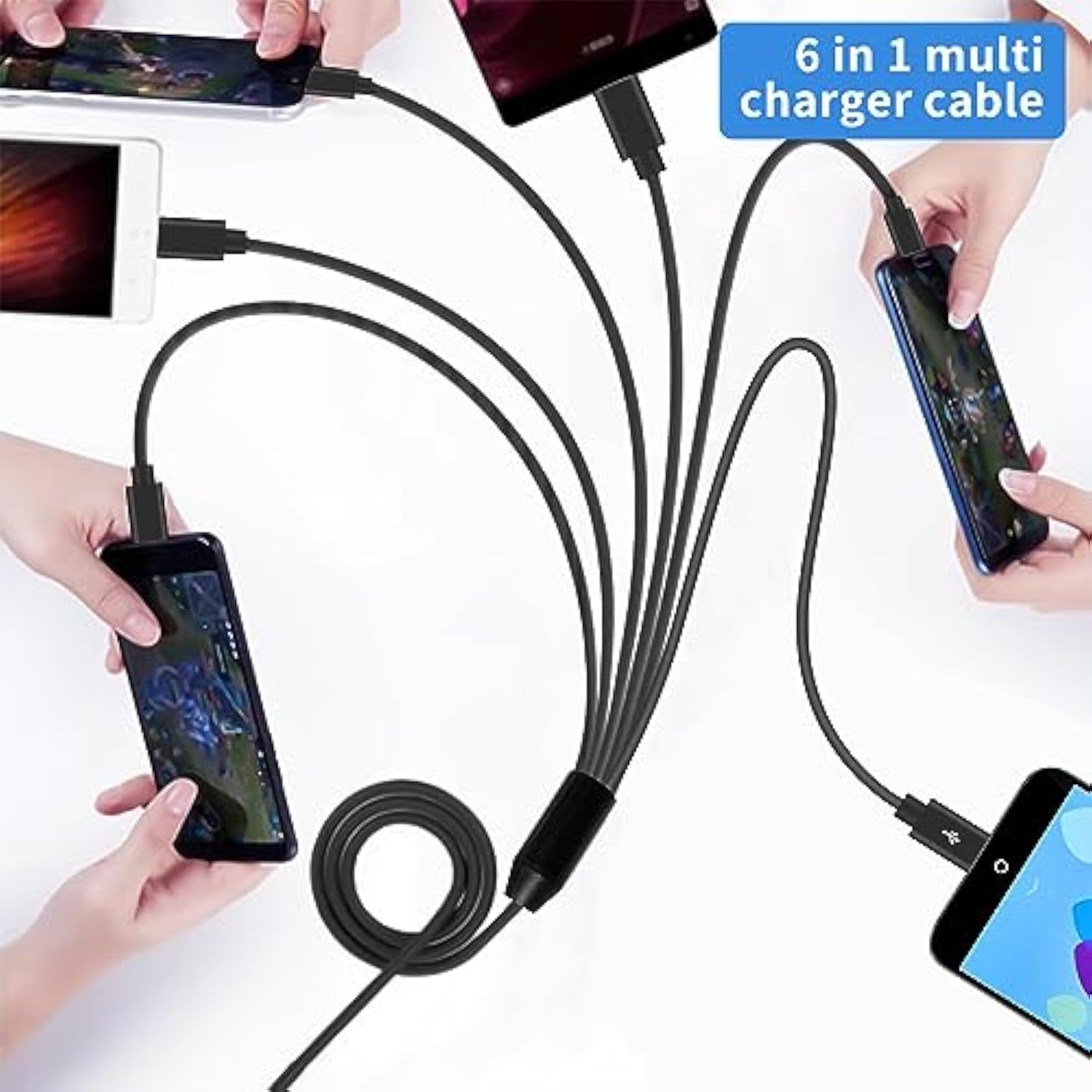 Usb C Splitter Cable - 6 In 1 Usb 2.0 Type A To 6 Type-C Male Charger Cable With 3A Fast Charge For Android, Samsung, Tablet, 1.5Ft