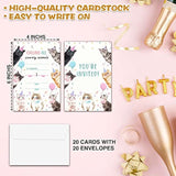 Cat Birthday Party Invitations, Kitten Birthday Invitation, Double-Sided Fill In Invites, Cute Pet Birthday Party Decorations, 20 Cards With 20 Envelopes(D01)