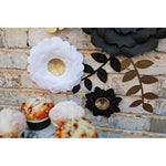 3D Paper Flower Decorations(Set Of 13, White Black Gold), Giant Paper Flowers For Wedding Backdrop, Graduation Party, Bridal Shower, Halloween Centerpieces, Nursery Wall Decor