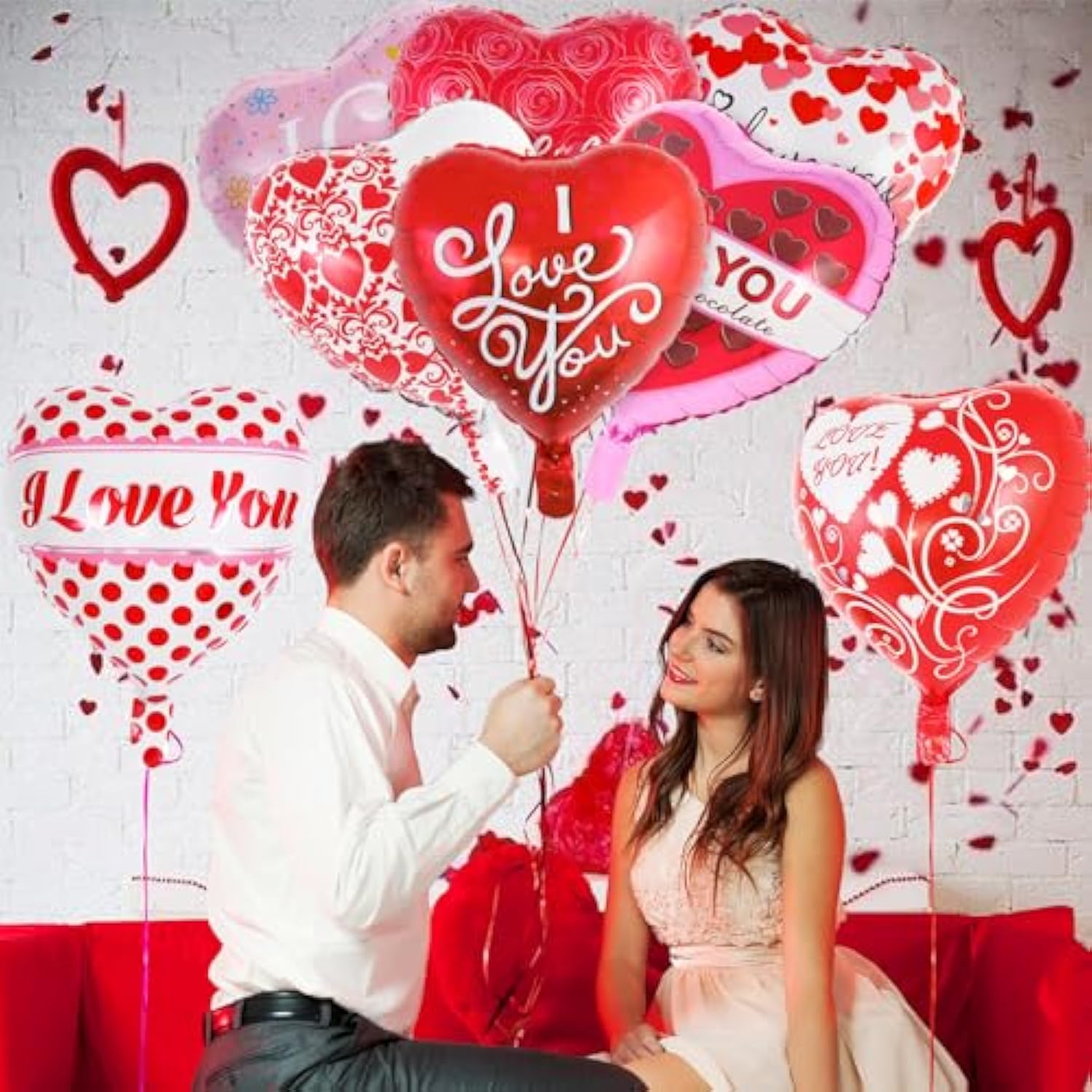 Valentine’S Day Balloons, 16 Pcs Heart Shaped I Love You Balloons, Lar