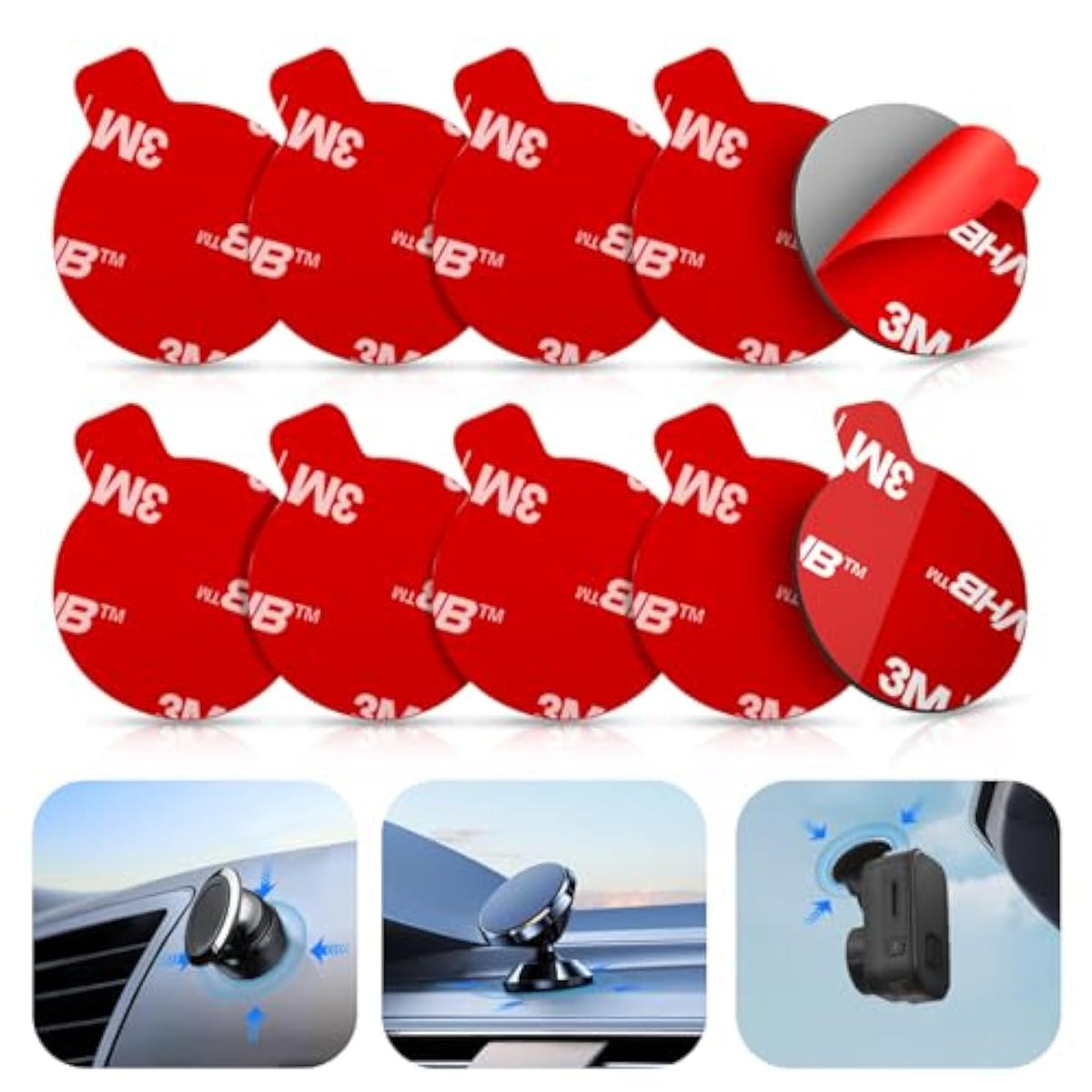 10-Pack 3M Adhesive Pads for Car Magnetic Phone Holder 1-Inch Round Strong