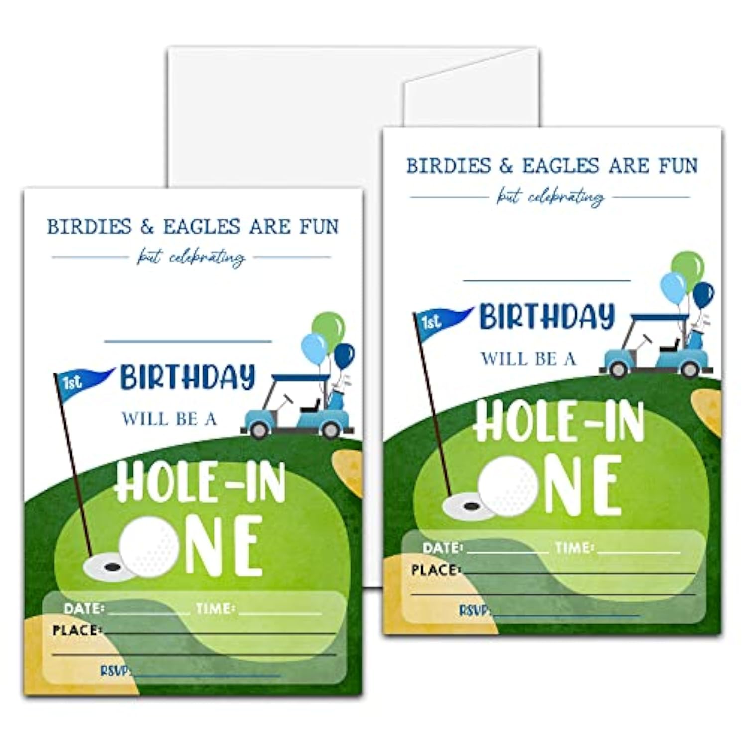 1St Golf Birthday Party Invitation, Hole In One Themed Fill-In Invites, 20 Invitations With Envelopes For Men & Women (4" X 6"), Adults Golf Party Favors Decorations And Supplies -52