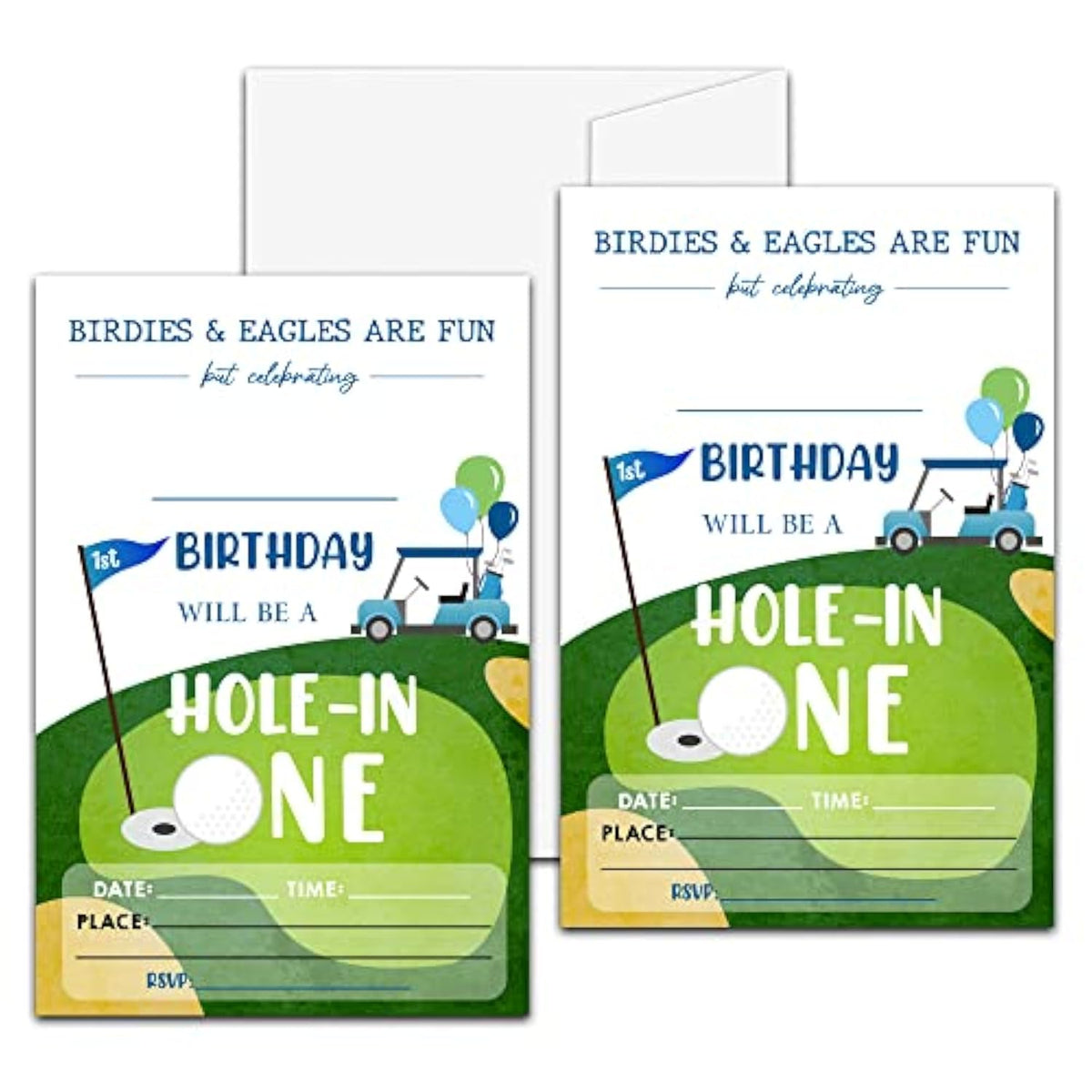 1St Golf Birthday Party Invitation, Hole In One Themed Fill-In Invites, 20 Invitations With Envelopes For Men & Women (4" X 6"), Adults Golf Party Favors Decorations And Supplies -52