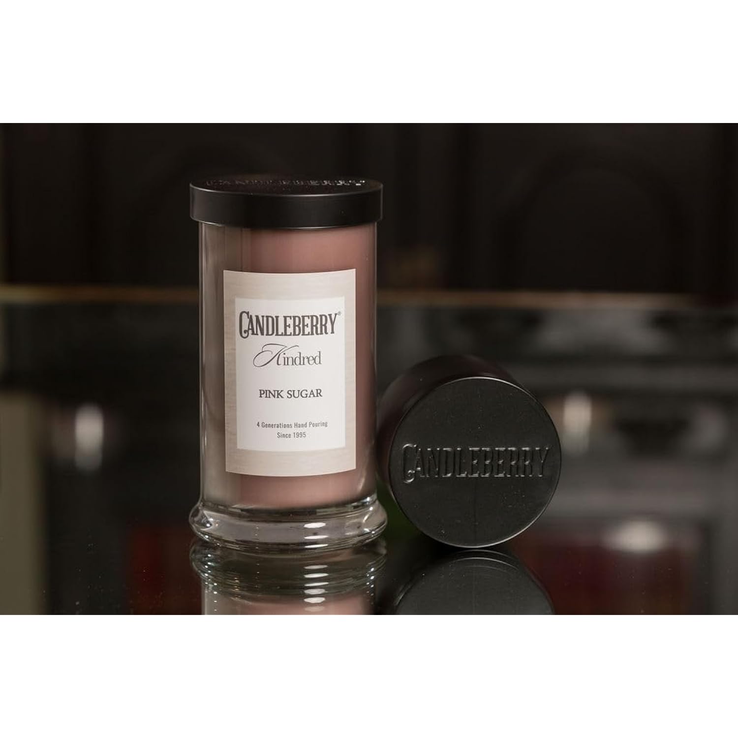 Candleberry Candles Kindred Collection | Luxury Glass Jar | Usa Hand Poured Soy Blend Candle | Highly Scented & Long Lasting | Up To 90 Hour Burn Time (Pink Sugar)