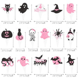 48Pcs Halloween Ghost Cupcake Toppers Pink Black Boo Pumpkin Bat Witch Picks