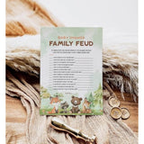 50 Baby Shower Family Feud Game Cards, Woodland Baby Shower Games Activity For Girl Or Boy, Gender Neutral, Woodland Theme
