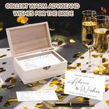 85 Pcs Advice And Wishes Cards Wooden Box Set For The Mr And Mrs,White Advice And Wishes Cards With Black Pen For The Bride And Groom,Bridal Shower,Wedding Party Game Decorations Supplies