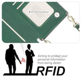 Crossbody Wallet Case For Iphone 15 With Rfid Blocking Card Slot Holder, Magnetic Flip Folio Purse Case, Pu Leather Zipper Handbag With Detachable Lanyard Strap 6.1 Inch 5G (Green)
