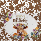 Highland Cow Birthday Decorations Tablecloth, 3 Pack Disposable Floral Boho Holy Cow Highland Theme Party Tablecover Supplies For Western Farm Animals Kids Birthday Baby Shower, 86In X 55In