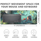 Japanese Koi Carp Fish Desk Pad Mouse Pad,Large Gaming Mouse Mat With Stitched Edges,Non-Slip Rubber Base Mouse Mat For Office,Computer,Keyboard,Laptop And Home Desk Mat(31.5X11.8 In)