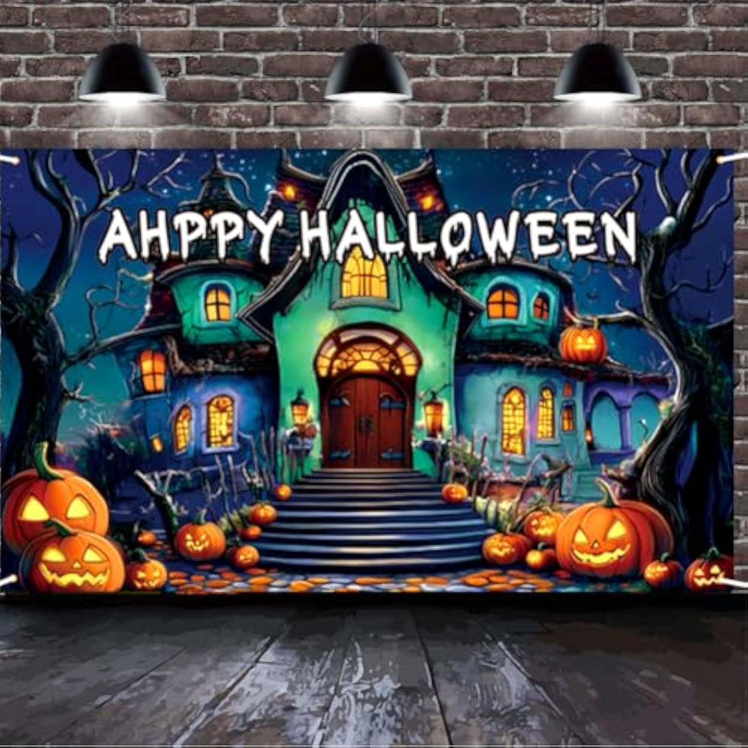 Happy Halloween Banner 71x44 Inch Ghost House Yard Party Outdoor Fence Decor