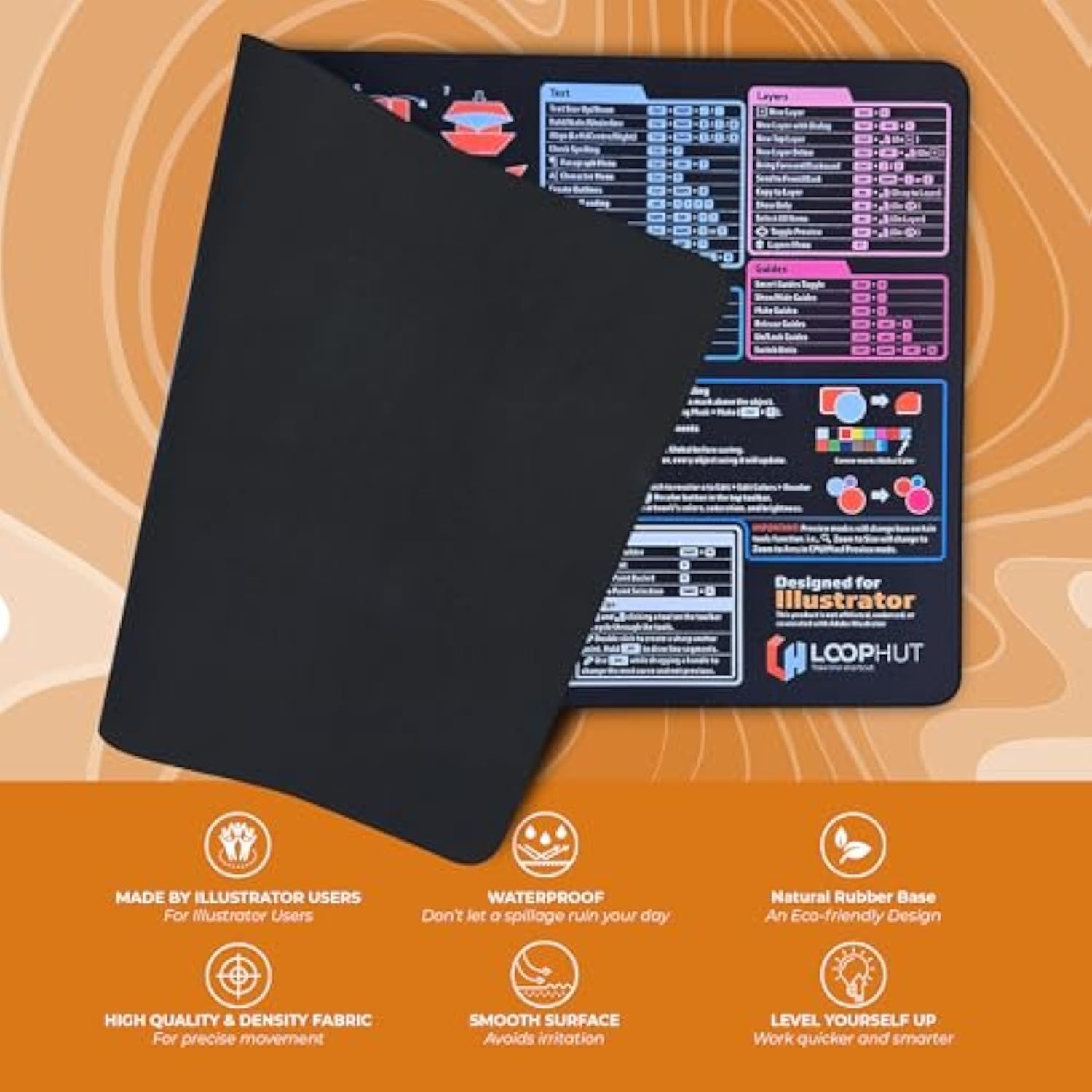 Shortcut Keys Mousepad - For Illustrator Users - Extra Large Desk Mat | 31.5X15.75In Xl | Non-Slip Rubber Base | Durable Stitched Edge