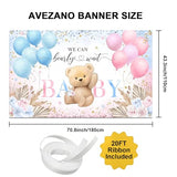 Boho Bear Gender Reveal Backdrop Banner Boho Floral We Can Bearly Wait Gender Reveal Decorations Pampas Grass He or She Baby Shower Party Decor (6x3.6ft)