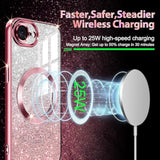 For Iphone 16E Case 2025,Compatible With Magsafe,Clear Magnetic Glitter Sparkle Luxury Plated Soft Tpu Bumper Full Camera Lens Protector For Iphone 16E,All Rose Gold