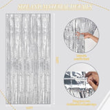 3-Pack Silver Foil Fringe Backdrop Curtains for Party & Photo Booth Décor
