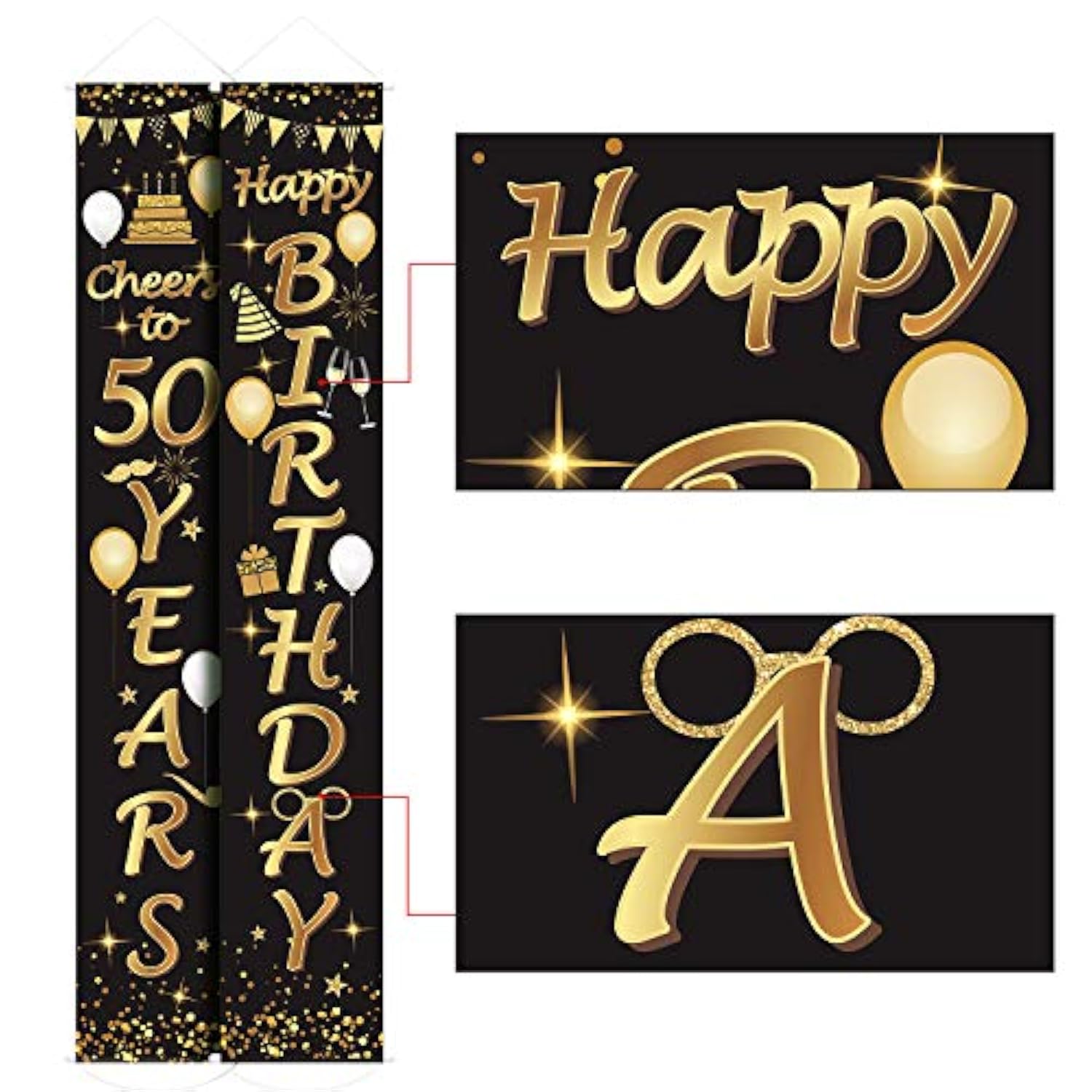 2 Pieces 50Th Birthday Party Decorations Cheers To 50 Years Banner 50T