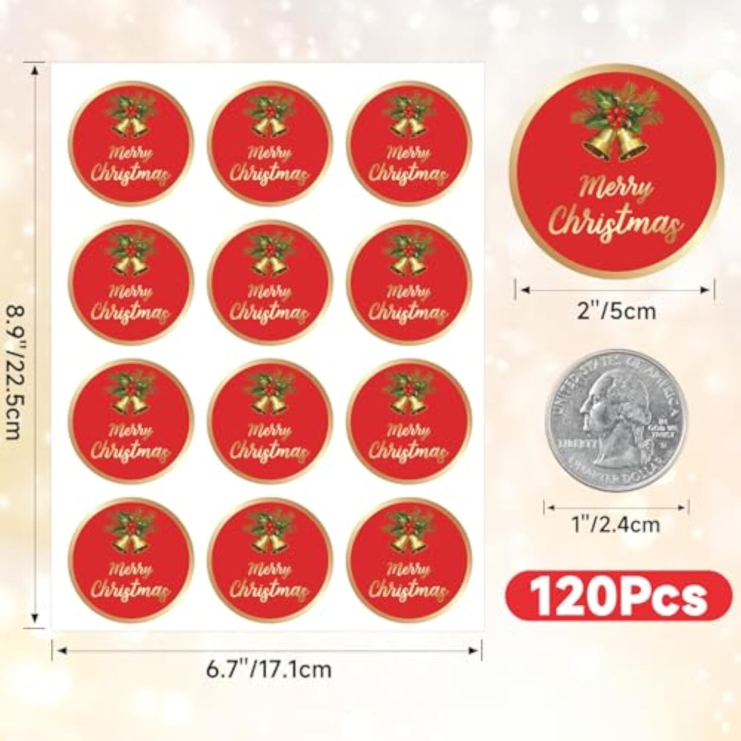 Christmas Gift Stickers - 120Pcs 2Inch Merry Christmas Stickers Gold Foil Stamping Envelope Seal Label Sticker Self Adhesive Xmas Gift Sticker Happy Holidays Labels For Card Gifts Present Decor