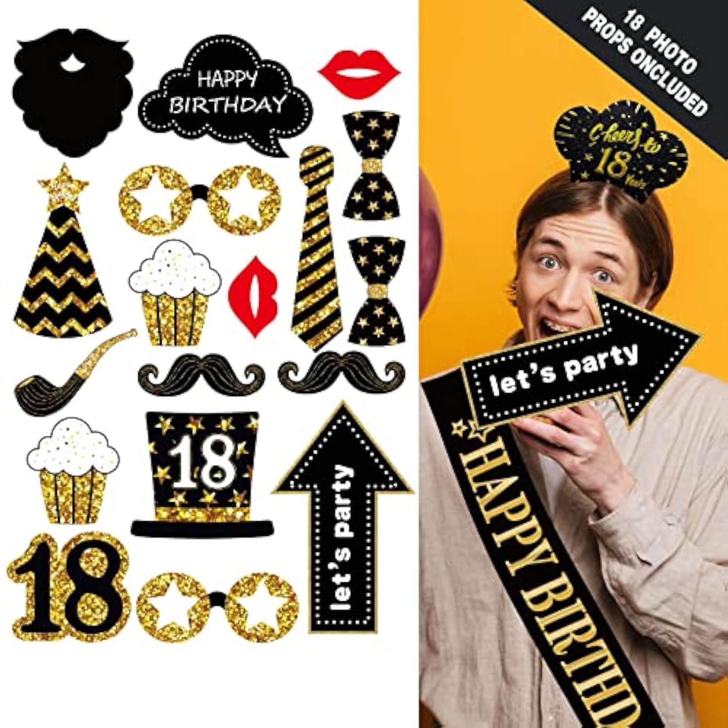 60Th Birthday Decorations For Men Women - (76Pack) Black Gold Party Ba
