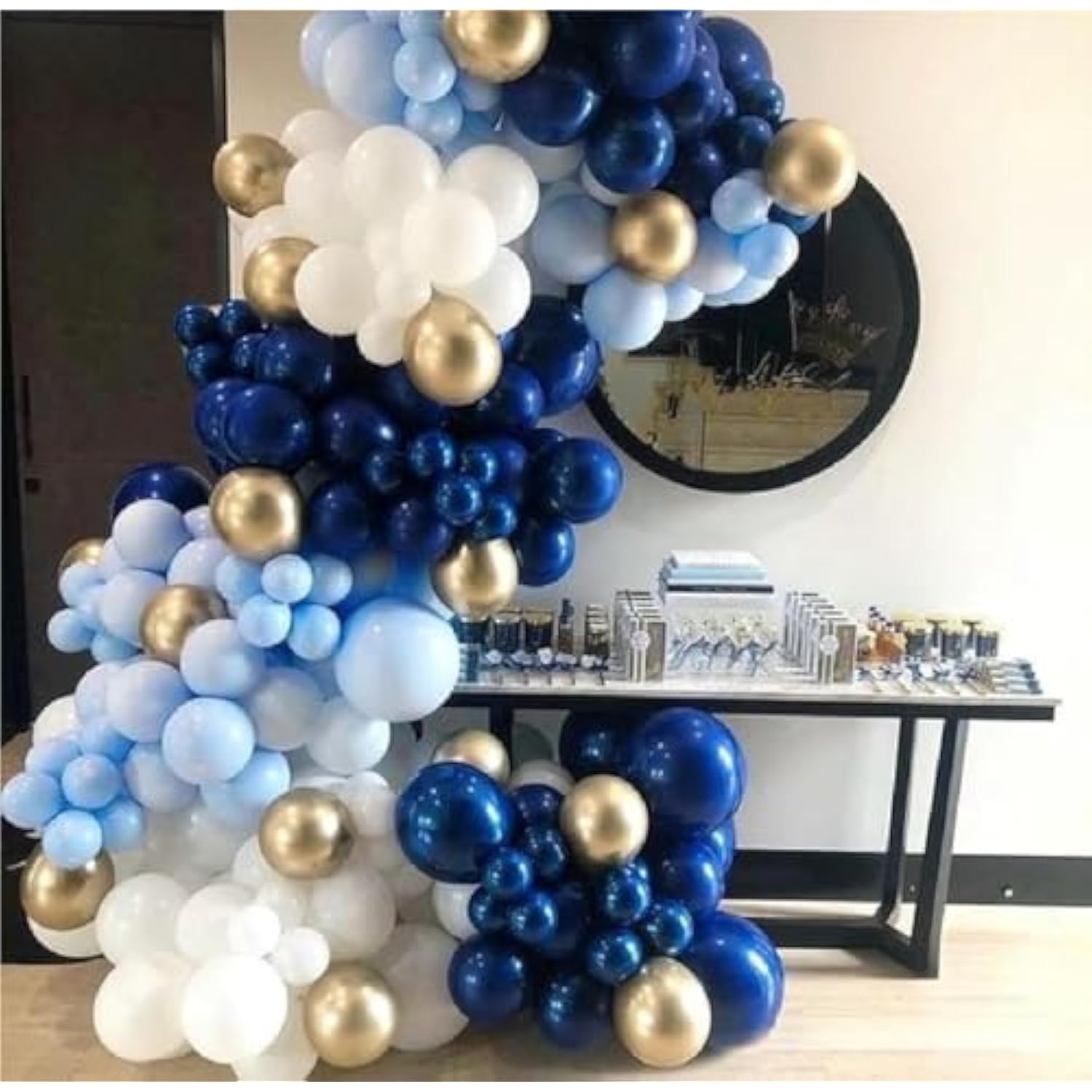 141-Pc Blue, White & Gold Balloon Garland Kit for Birthday, Shower & Wedding Decor