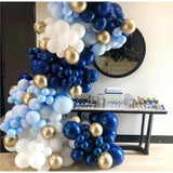 141-Pc Blue, White & Gold Balloon Garland Kit for Birthday, Shower & Wedding Decor