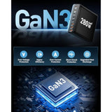 280W Usb C Charger Block, 8-Port Usb C Charging Station Gan Iii Pd 65W Laptop Charger Adapter Compatible With Macbookpro/Air,Dell,Ipad,Portable Charging Station For Iphone,Samsung Galaxy (Black)