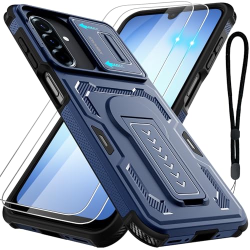 for  Galaxy A16/ A17/ A26 Case with 2 Pack Screen Protector, Slide Camera Lens Cover, Kickstand & Lanyard Strap, Dual Layer Shockproof
