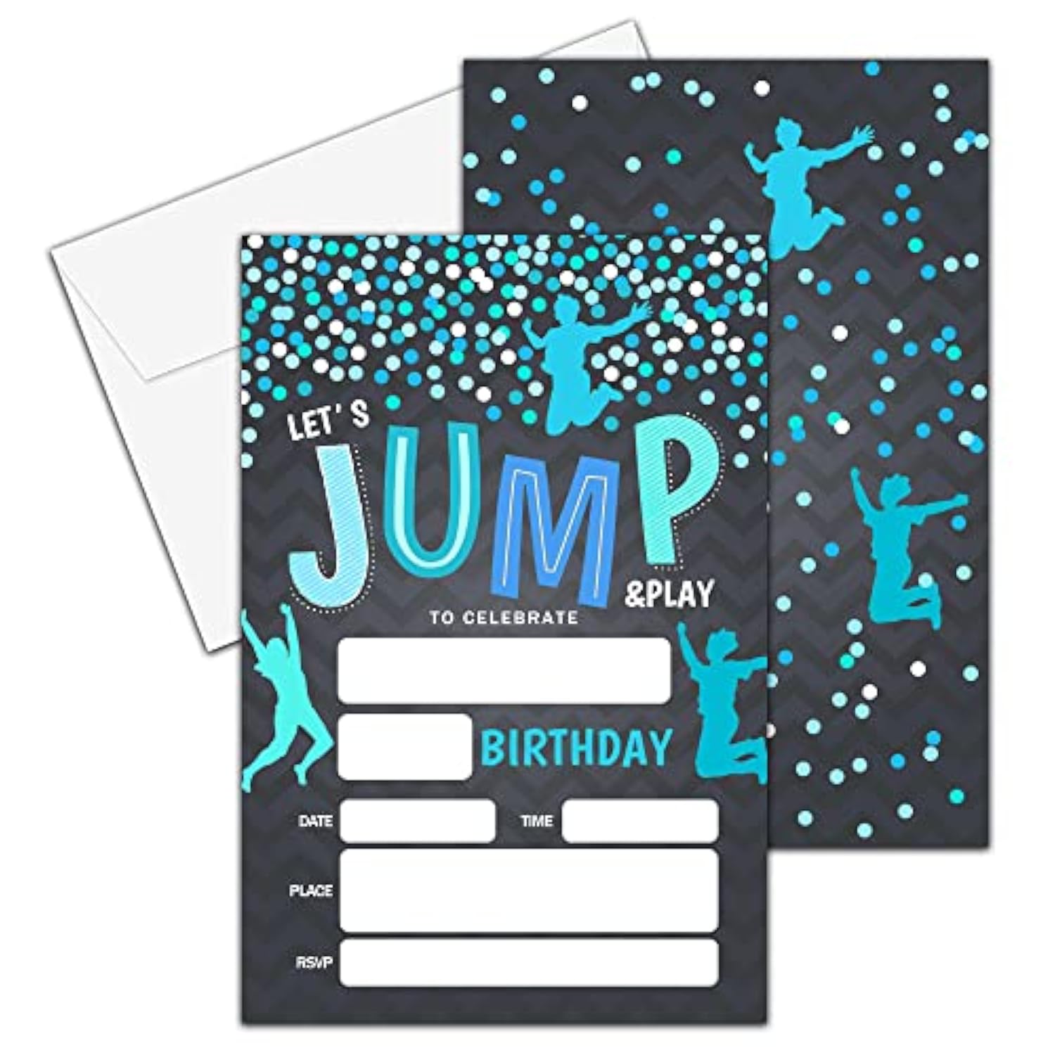 Birthday Invitations, 4"X6" Jump Birthday Party Invitations With Envelopes For Trampoline Bounce House Birthday Party Decorations Supplies(20 Pieces)-C23