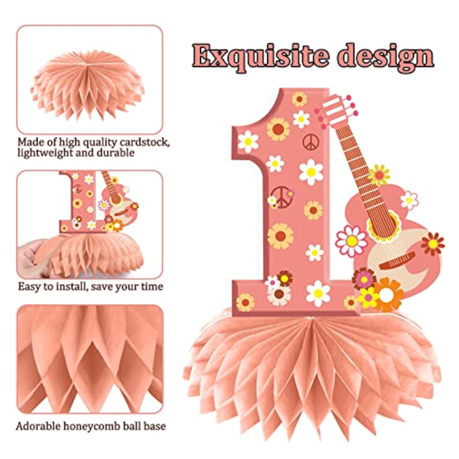 10Pcs Boho Groovy 1St Birthday Decorations Honeycomb Centerpieces For