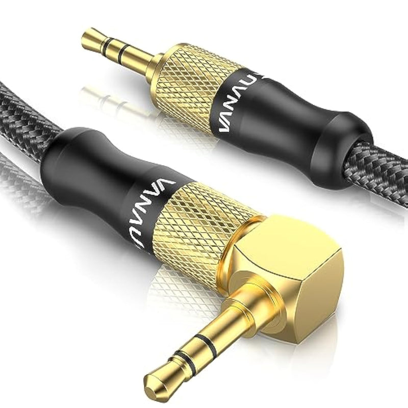 Aux Cable For Car? 90 Degree Right Angle Auxiliary Cable Stereo Aux Jack To Jack Cord Compatible For Mp3 Player, Car Stereos, Smartphone, Speakers, Headphone And More(5Ft/1.5M)