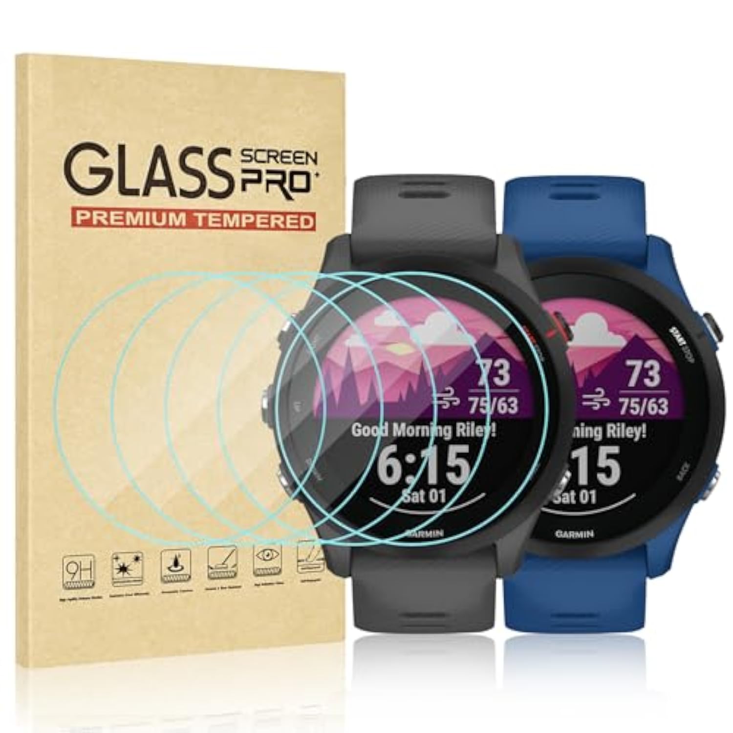 [5 Pack] Screen Protector For Garmin Forerunner 255/255 Music Hd Tempered Glass Screen Protector,Smartwatch Anti-Scratch Bubble-Free