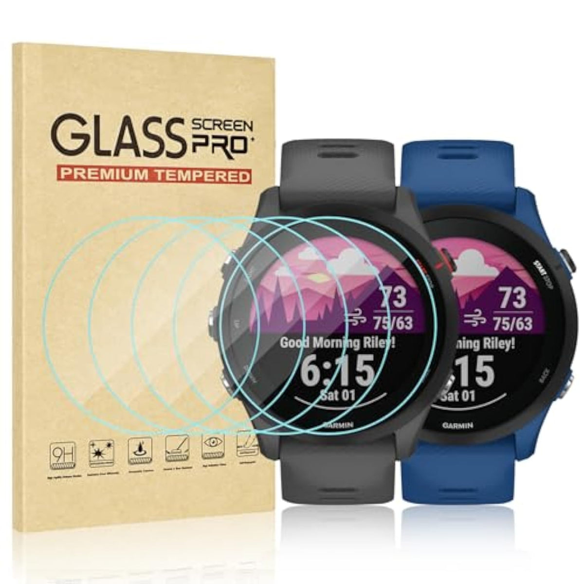 [5 Pack] Screen Protector For Garmin Forerunner 255/255 Music Hd Tempered Glass Screen Protector,Smartwatch Anti-Scratch Bubble-Free