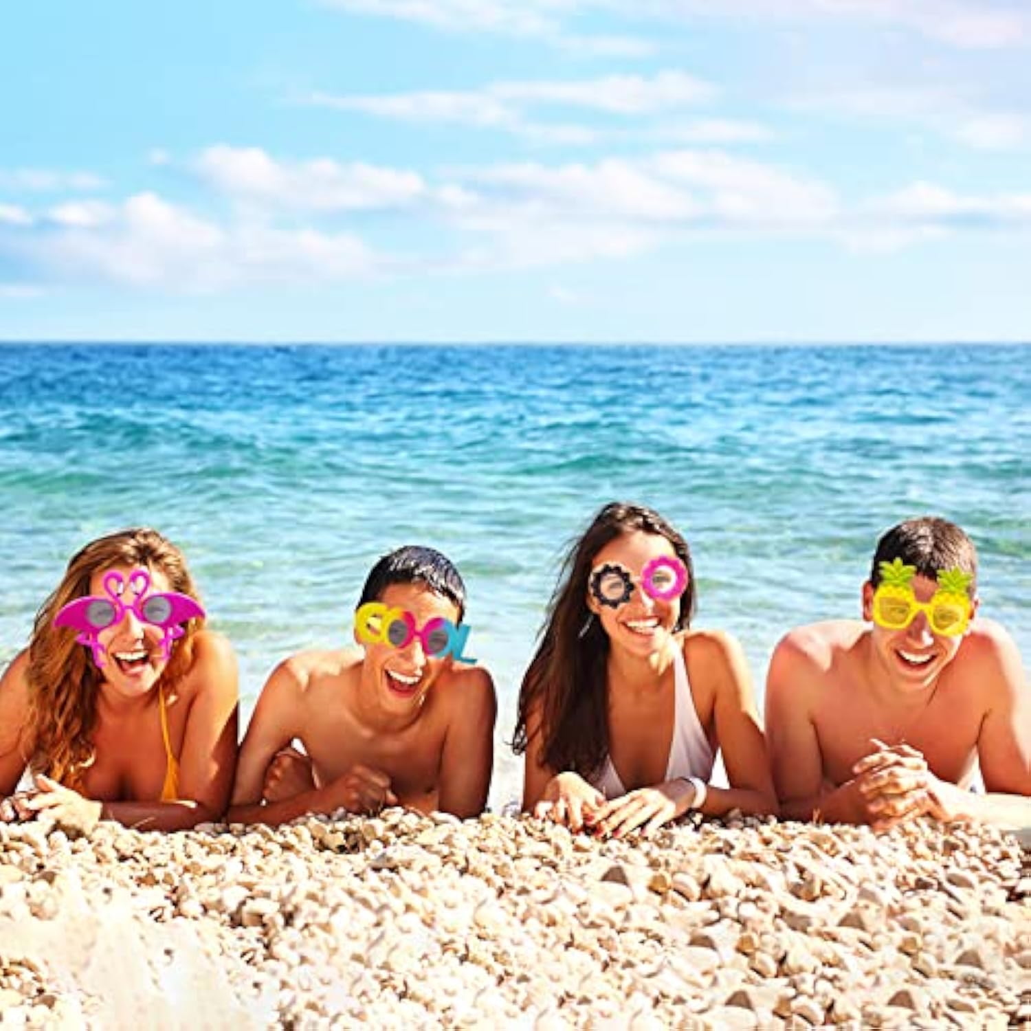 7 Pack Luau Party Glasses,Hawaiian Funny Glasses For Summer Party Supplies,Kids,Teens,Adults Beach Party Favors