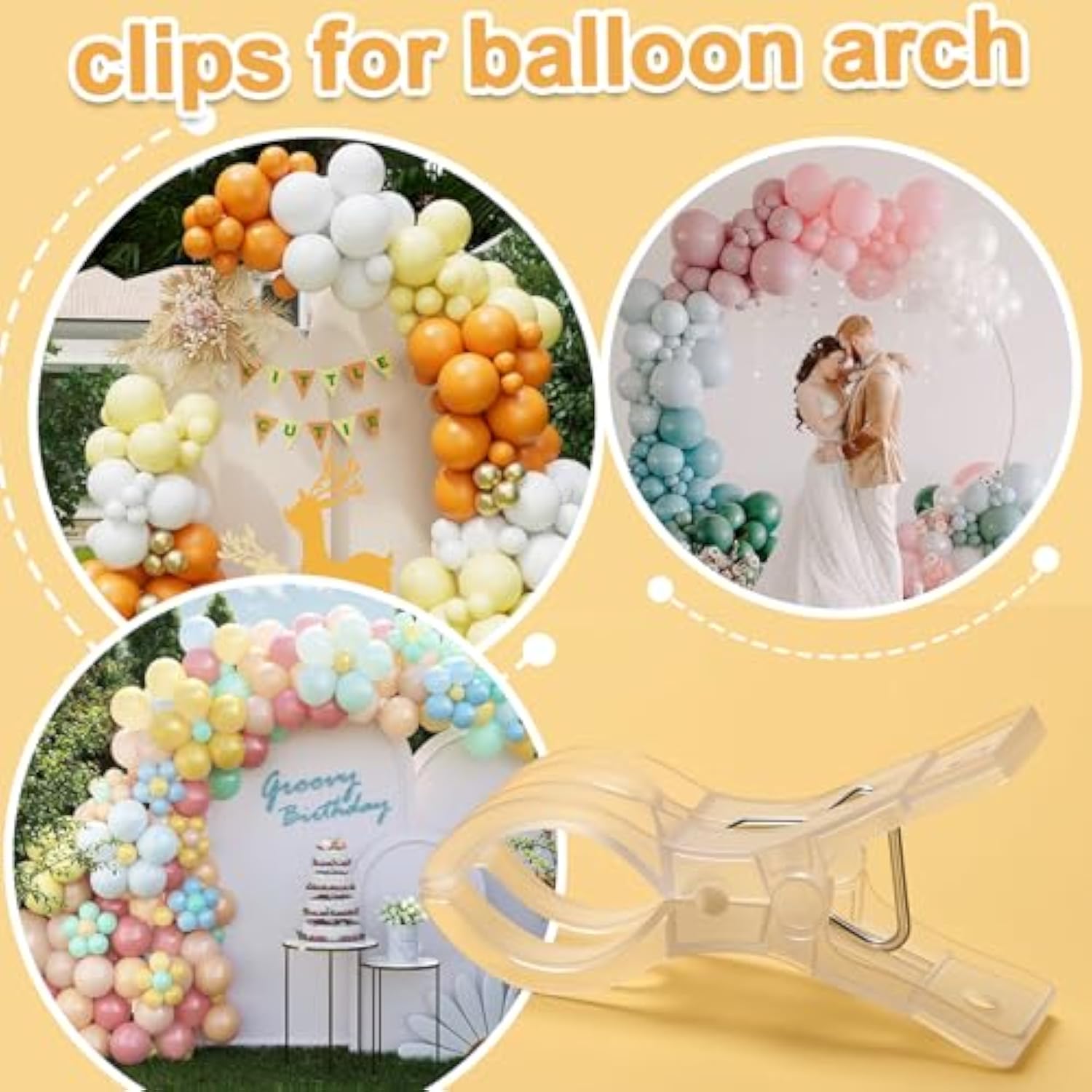 Balloon Arch Clips, 10 Pack 3.5 Inch Transparent Plastic Clips For Balloon Arch, Backdrop Clamps, Heavy Duty Spring Clamps For Party Decoration Crafts And Photography Studios