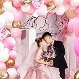 62Pcs Pink Gold Confetti Latex Balloons Kit, 12 Inch Pink White Gold H